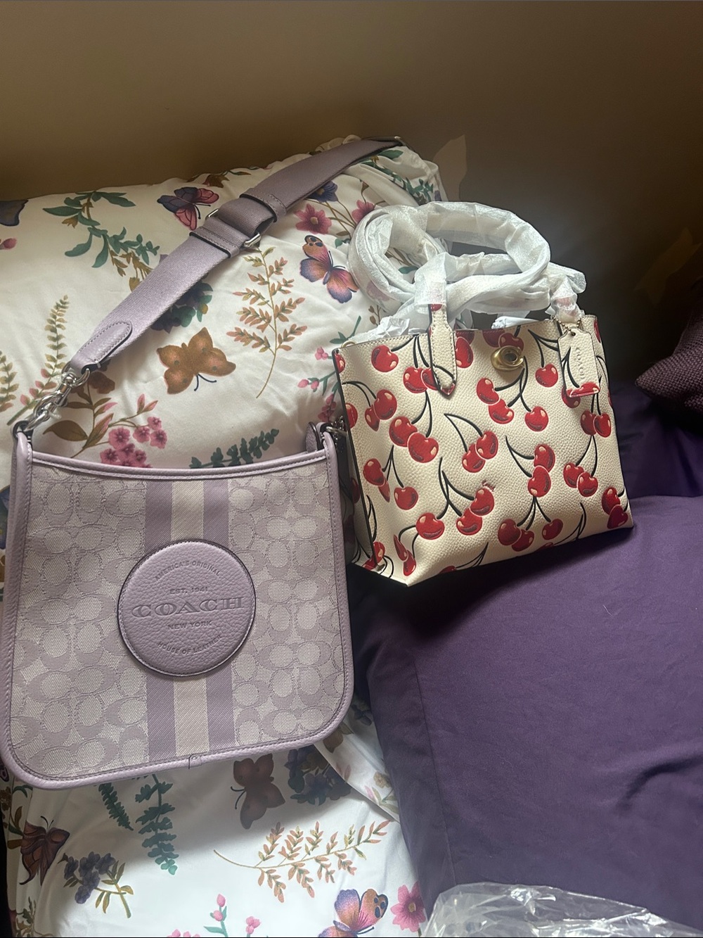 Coach Lavender Signature Crossbody with Adjustable Strap